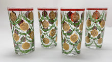 Culver Vintage Holiday Gold Ornament Glass Set of Four.