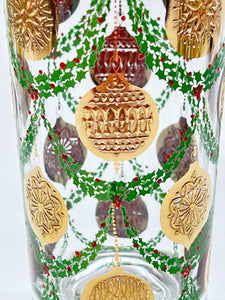 Culver Vintage Holiday Gold Ornament Glass Set of Four.