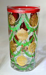 Culver Vintage Holiday Gold Ornament Glass Set of Four.