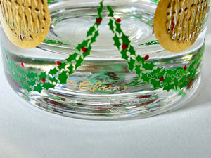 Culver Vintage Holiday Gold Ornament Glass Set of Four.