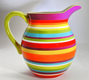 Crate and Barrel Raya 96 Oz. Striped Colors Pitcher