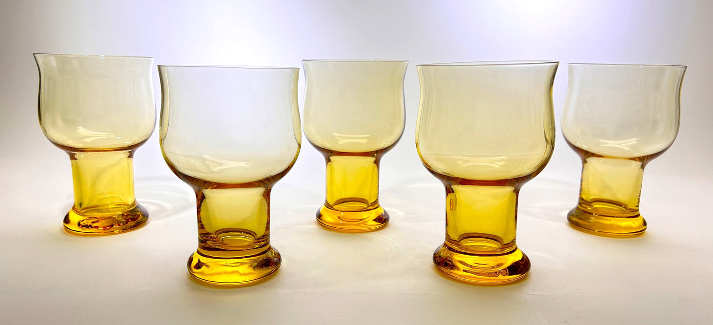 Lenox Clarion Yellow Blown Crystal Water Glass Set of Five.