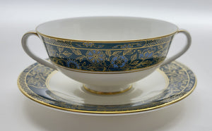 Royal Doulton Carlyle Teal/ Gold 143-Piece Dinnerware Collection for Eighteen.