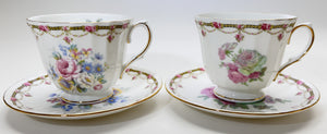 Duchess London Collection Floral and Swag Bone China Tea Cup and Saucer Set of Two.