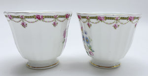 Duchess London Collection Floral and Swag Bone China Tea Cup and Saucer Set of Two.