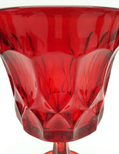 Noritake Perspective Ruby Water Thumbprint Goblet Collection of Seven. 1970-1985