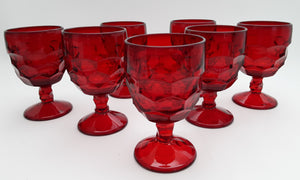 Viking Georgian Ruby Red Water Glass Collection of Seven