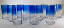 Crate and Barrel Cobalt Blue and Clear 16 oz. Drinking Glass Collection of Twelve
