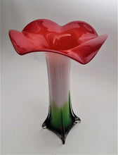 Pier 1 Orange, White, and Green Stem 14-inch Glass Art Flower Vase