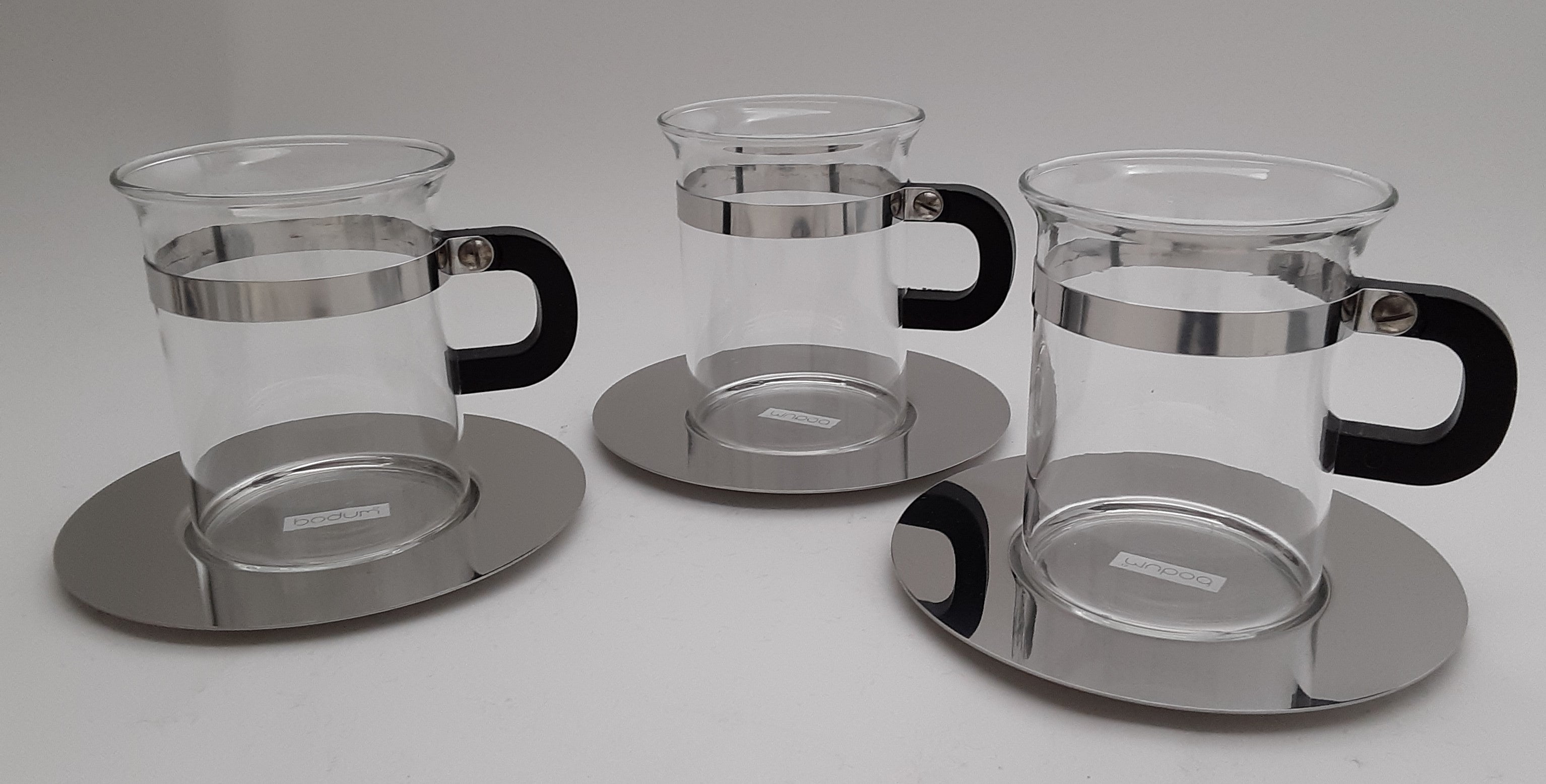 Set of 3 Bodum Bistro All White Porcelain Coffee Mugs/Cups 3 Tall 8 oz  RARE!