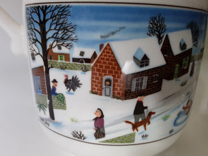 Villeroy and Boch Naif Christmas 4-Cup Coffee Pot with Lid, Sugar Bowl, and Creamer. Made In Germany.
