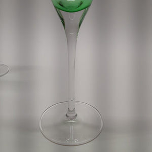 Green and Clear Tall Stemmed Wine/Water Crystal Glasses