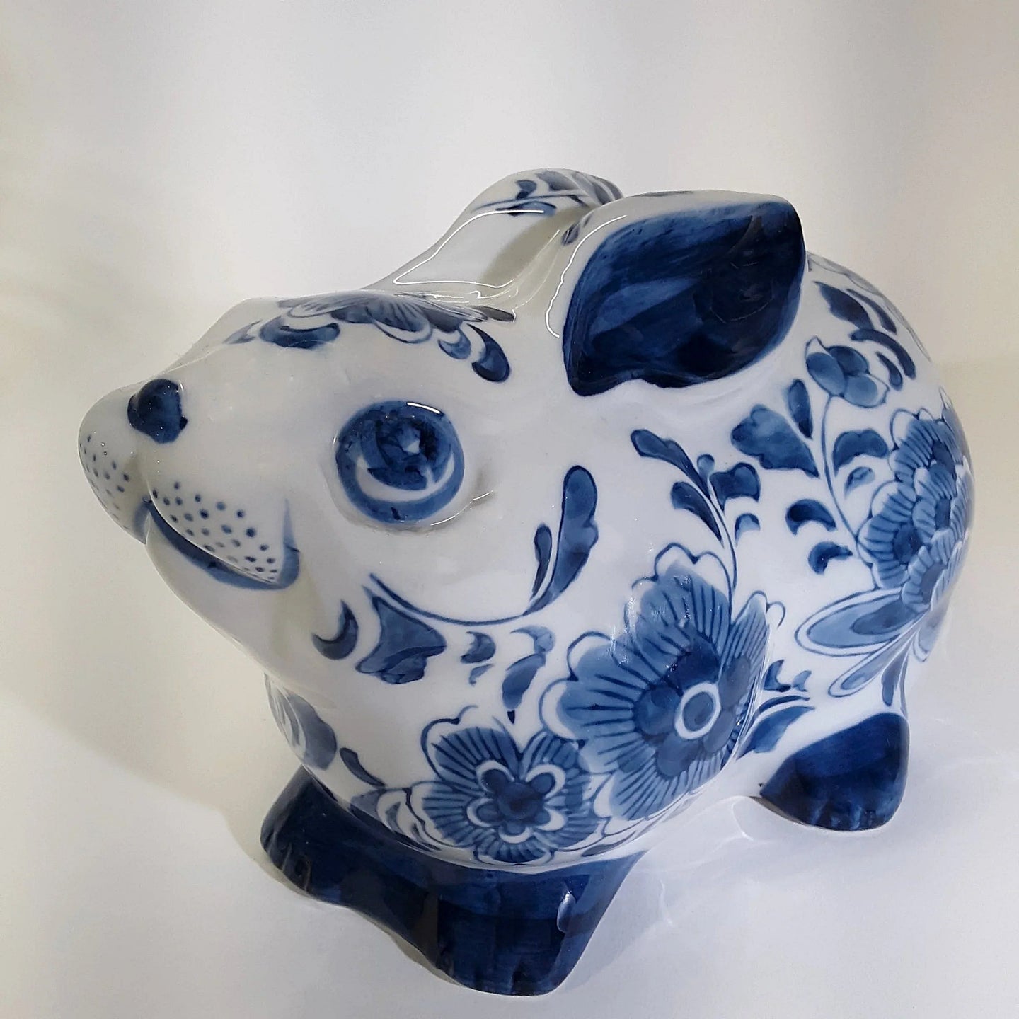 Blue and White Ceramic Floral Rabbit by Centrum