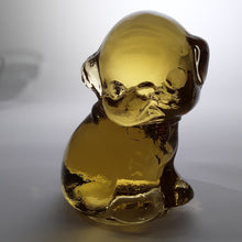 Gillinder Amber Glass Pug Dog Puppy 5" Figurine, c.1990's