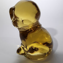 Gillinder Amber Glass Pug Dog Puppy 5" Figurine, c.1990's