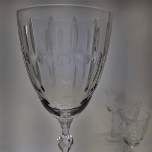 Tiffin Franciscan Vertical and Dot Cut Crystal Water Glass Collection of Four