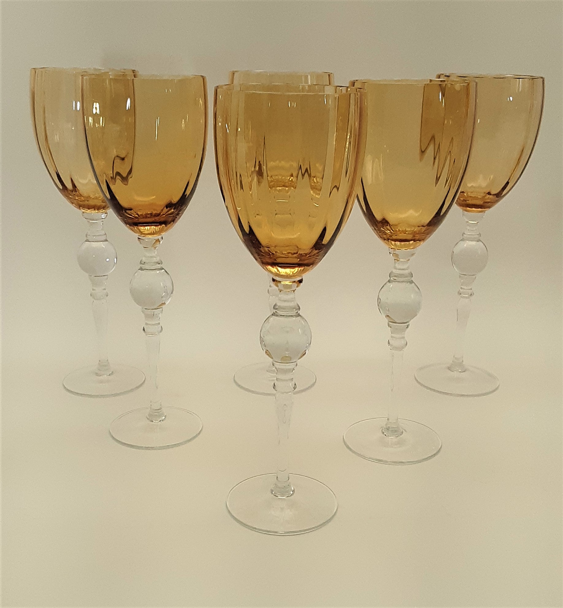 Anthropologie Glass Amber Optic Tall Wine Glass Set of Six. – BINCHEY'S LLC.