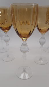 Anthropologie Glass Amber Optic Tall Wine Glass Set of Six.