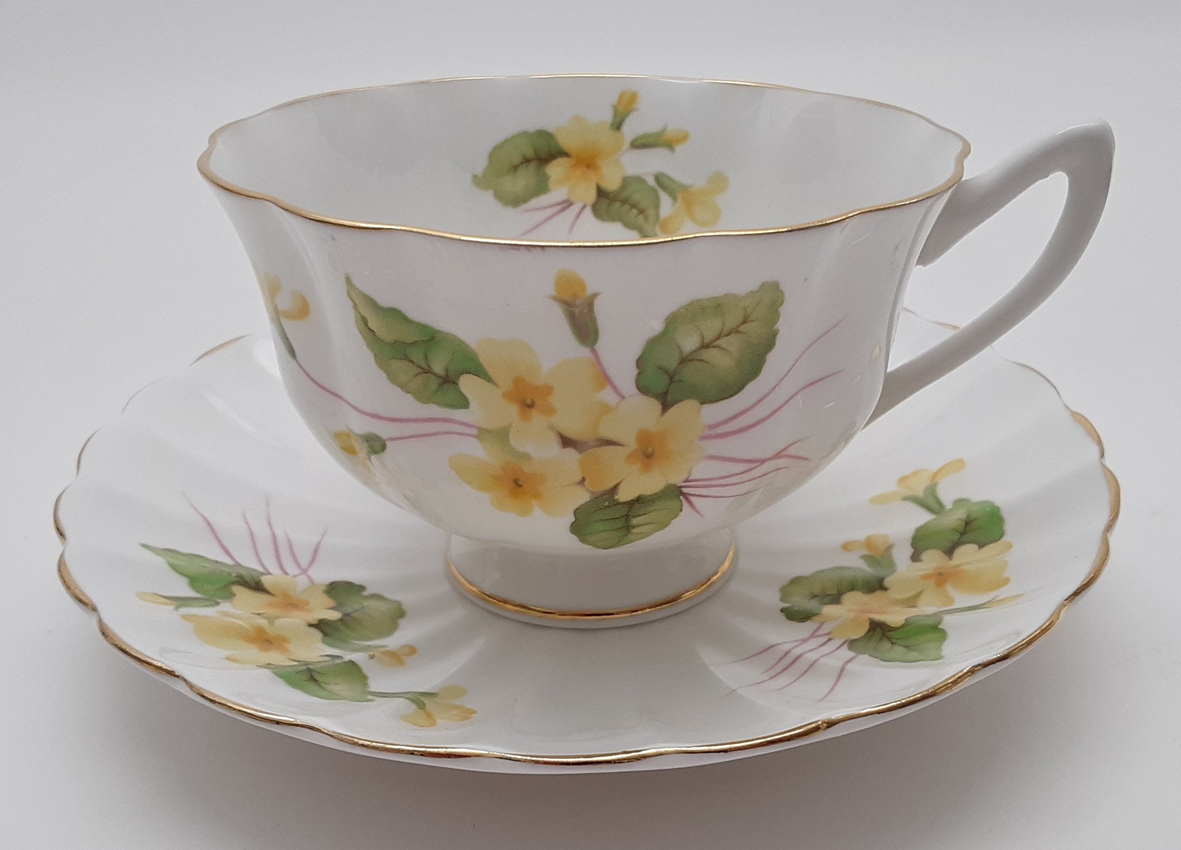 Shelley England Tea Cup store & Saucer Yellow with Yellow and Pink Roses