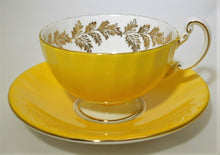 Aynsley Yellow and Floral Bone China Teacup and Saucer Set. ENGLAND.