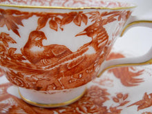Royal Crown Derby Red Aves Fine Bone China Teacup and Saucer Set. ENGLAND.