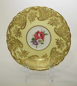 Paragon Yellow and Gold Floral Bone China Teacup and Saucer Pair. England. c. 1939-1949