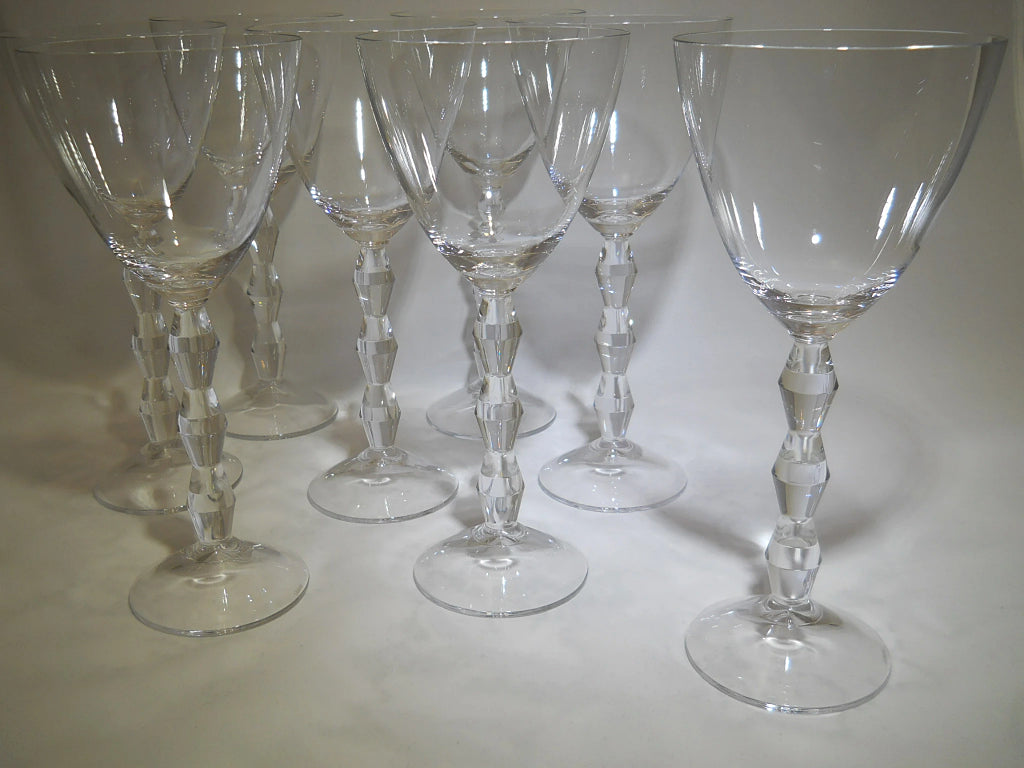 4 Vintage Acid Etched Crystal Water Goblet - Wine Glasses