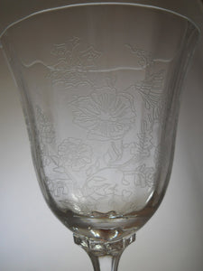 Lenox Etched Temple Blossoms Water Goblet Optic Glass Collection of Four