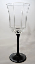 Luminarc France Octime Black Stem Octagonal Water/Wine Goblet Collection of Four