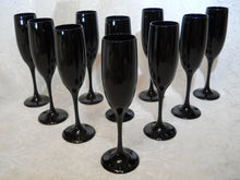 Libbey Premiere Black/ Amethyst Fluted Champagne Blown Glass Collection of Ten