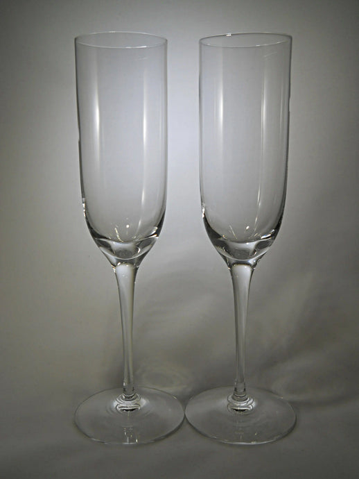 Tiffany & Co. Classic Fluted Champagne Blown Glass Set of Two