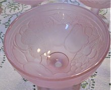 Pink Satin Frosted Glass Footed Dessert Bowl Set of Six. Made In France