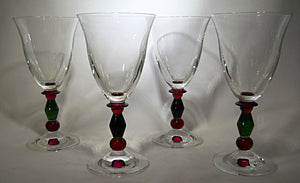 Mikasa Festive Kensington Red/Green Stem Wine Glass Collection of Four