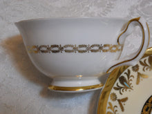 Royal Grafton Vintage Bone China Tea Cup & Saucer of Cobalt Blue, Turquoise w/ Gold and Rose Floral Design