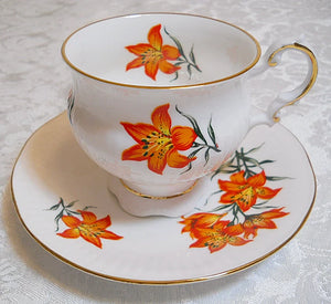 Elizabethan Prairie Lily Bone China Footed Tea Cup and Saucer at Bincheys.com