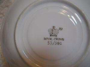 Royal Crown Lusterware Floral Pedestal Teacup/ Saucer Set of 4