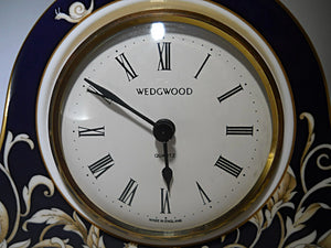 Wedgwood England Cornucopia Navy and Scroll Bone China Mantel Clock