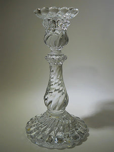 Baccarat Bambous Handmade 9" Swirl Candlestick Set of Two. FRANCE.