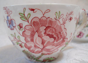 Minton Haddon Hall and Johnson Brothers Rose Chintz Tea Cup and Saucer Sets (2)