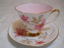 Old Royal England Samson Smith Pink Floral Teacup/Saucer Set, c. 1945-1963