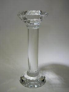 Faceted Crystal Column Candlesticks/ Candle Holders Set of Two.