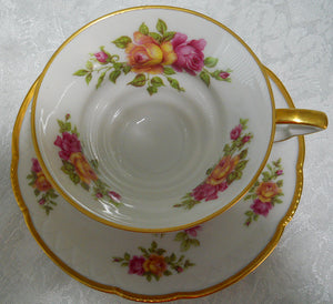 Mitterteich Bavaria Germany 086 Rose and Gold Trim Tea Cup/ Saucer