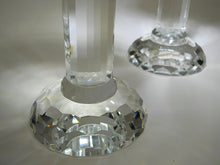 Faceted Crystal Column Candlesticks/ Candle Holders Set of Two.