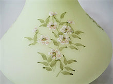 Fenton Custard Satin Glass Crimped Flower Vase Hand Decorated by Marilyn Wagner