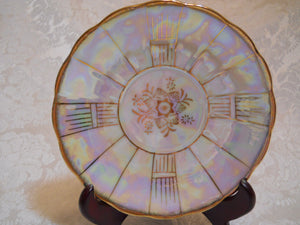 Royal Sealy Opalescent Scalloped Mother of Pearl/ Gold Teacup and Saucer.  