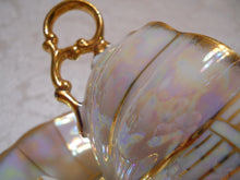 Royal Sealy Opalescent Scalloped Mother of Pearl/ Gold Teacup and Saucer.  