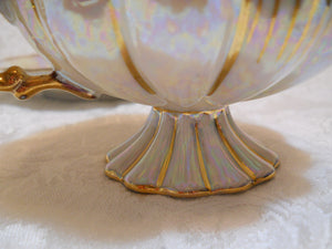 Royal Sealy Opalescent Scalloped Mother of Pearl/ Gold Teacup and Saucer.  