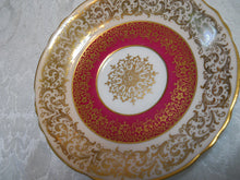 Paragon By Appointment Cranberry and Gold Filigree Tea Cup/Saucer c.1950-60