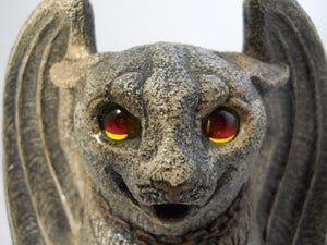 Windstone Editions M. Pena Mineral Stone Reproduction Luminous Gargoyle Cat Sculpture 