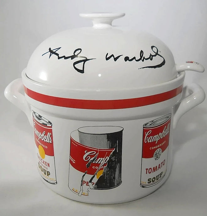  Andy Warhol Signed Campbell's Pop Art Soup Tureen with Ladle by Block 